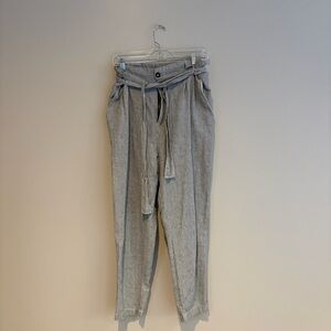 Cali 1850 Women's Straight Leg High Waisted Belted Paper Bag Pants